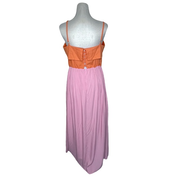 NWT Kiki + Mason Colorblock Ruffle Top Linen Blend Maxi Dress Large - Picture 4 of 10